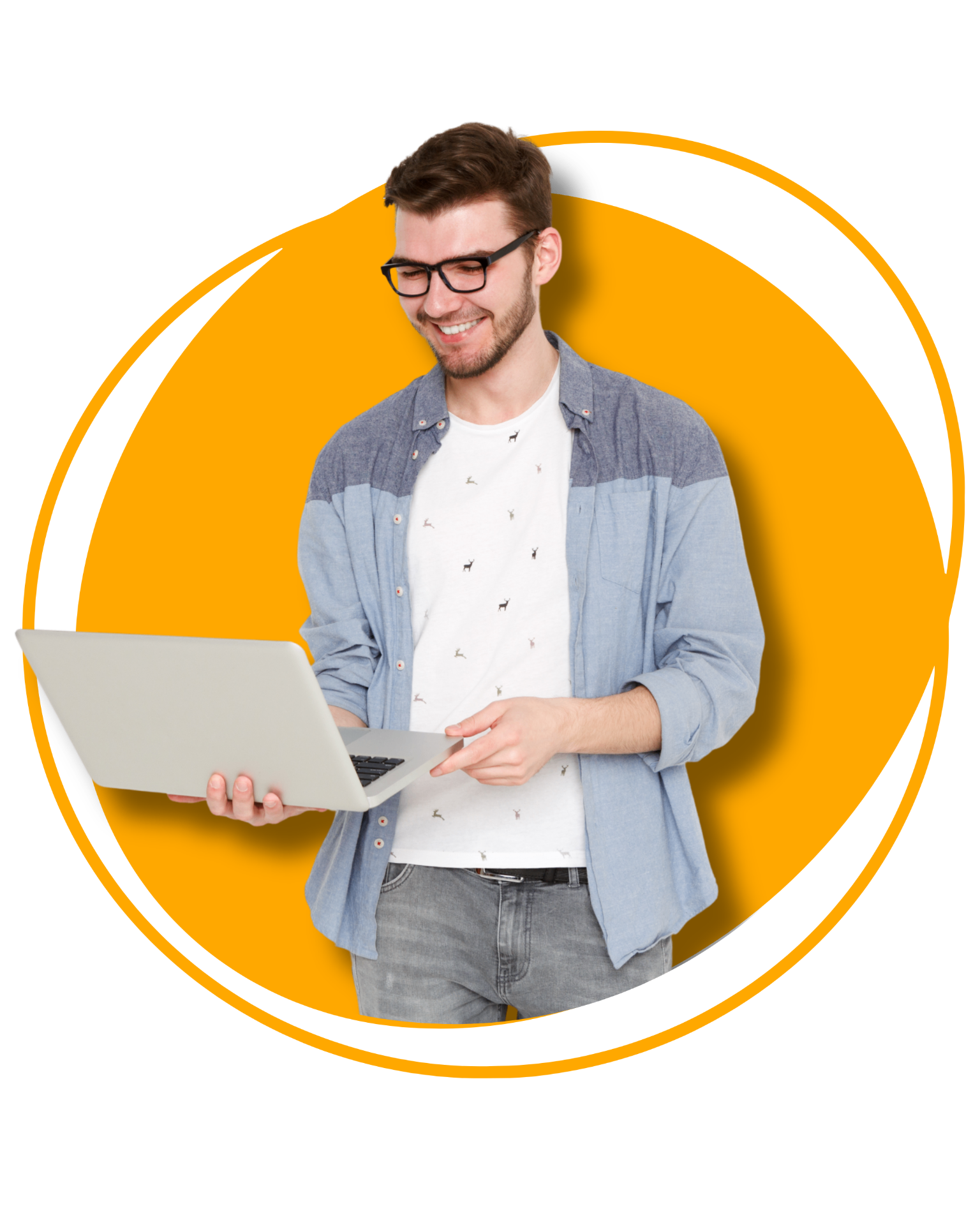 Estudiante de Verbo Academy con laptop